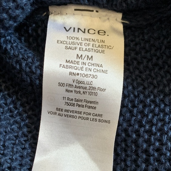 COASTAL LUXE | Vince Beachy Linen Open Stitch Knit Tank in Navy Blue Size Medium - Picture 9 of 9